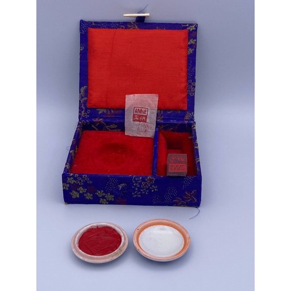 Chop and Red Paste Ink Set Chinese Stamp Seal Carving Soapstone Name Stamp Anne - Picture 6 of 7